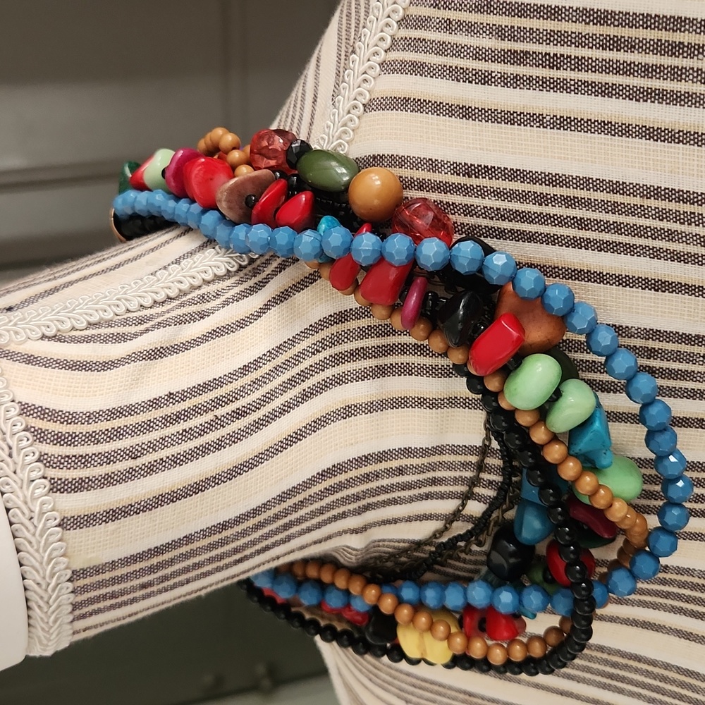 Colorful Multi-Strand Beaded Necklace - Picture 3 of 7